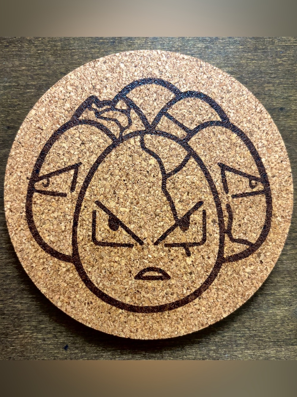 Pokemon Exeggcute Face Laser Engraved Cork Coaster